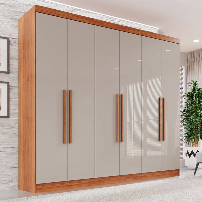 Guarda-Roupa Casal 6 Portas e 2 Gavetas França Cinamomo/Off White