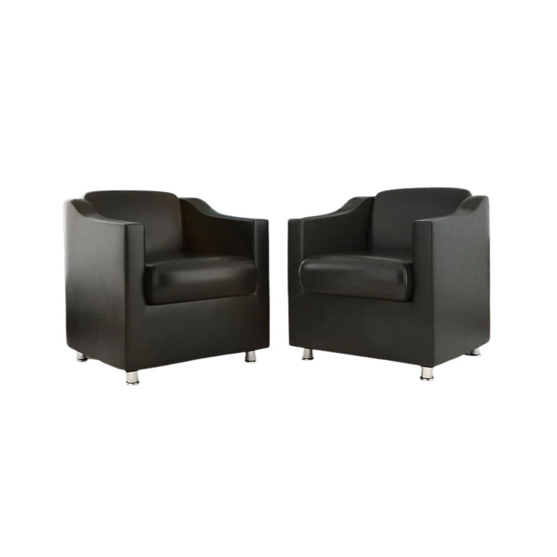 Kit 2 Poltronas Decorativas Bia Luxo em Corino Preto com Pés de Poliestireno