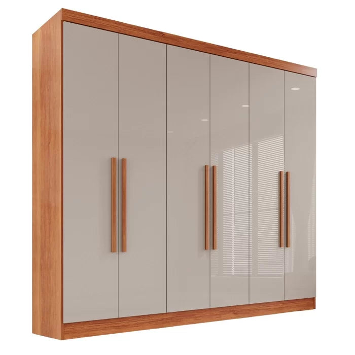 Guarda-Roupa Casal 6 Portas e 2 Gavetas França Cinamomo/Off White