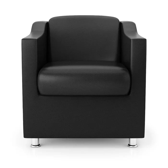Kit 2 Poltronas Decorativas Bia Luxo em Corino Preto com Pés de Poliestireno