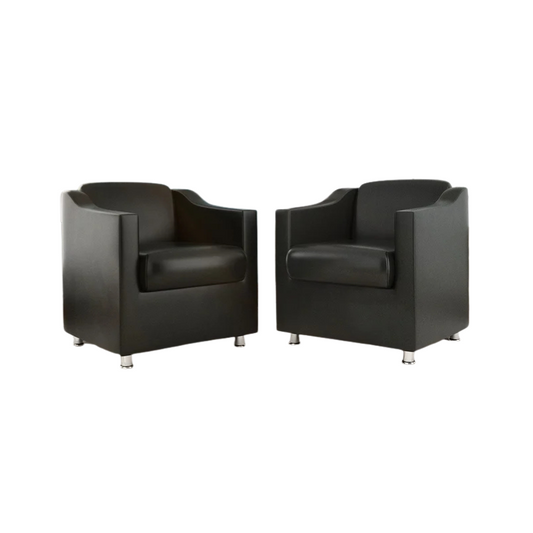 Kit 2 Poltronas Decorativas Bia Luxo em Corino Preto com Pés de Poliestireno