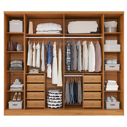 Guarda-Roupa Casal 6 Portas 8 Gavetas 270cm Portugal Cinamomo/Off White